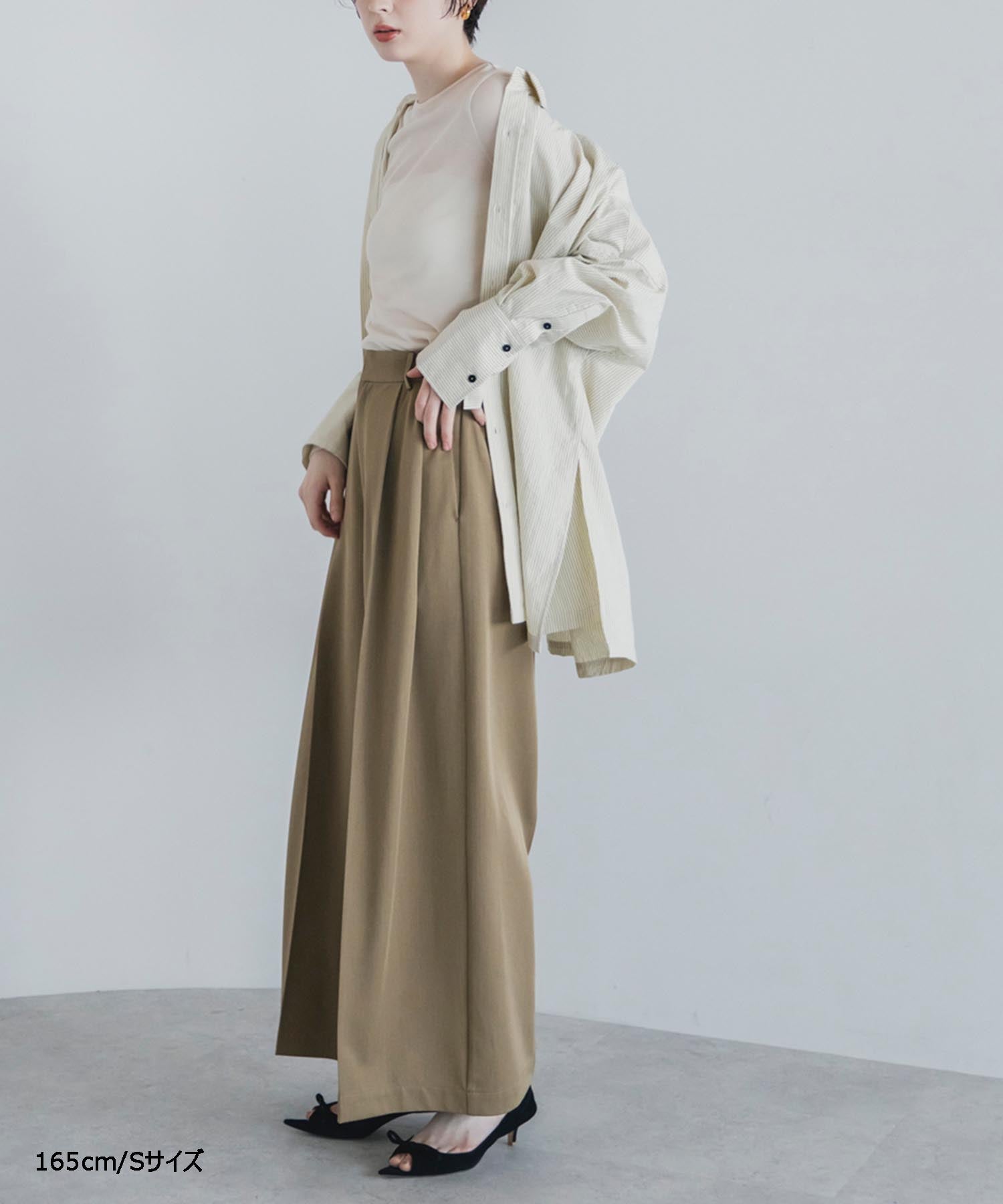 【Wrinkle Prevention】Comfort Line Wide Tuck Pants