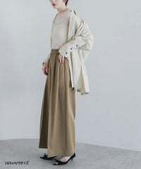 【Wrinkle Prevention】Comfort Line Wide Tuck Pants