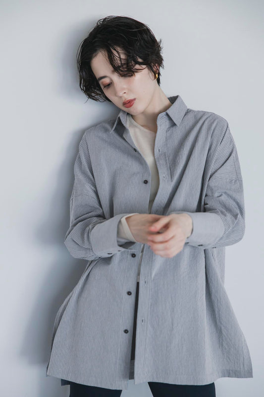 【Machine-Washable】Stripe Over Shirts