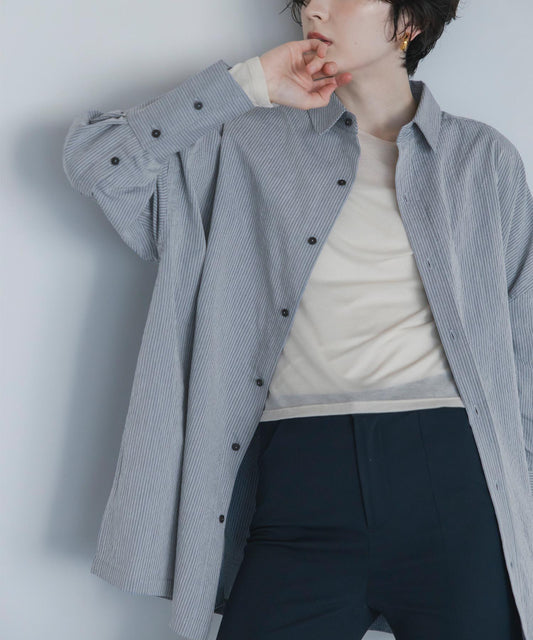 【Machine-Washable】Stripe Over Shirts