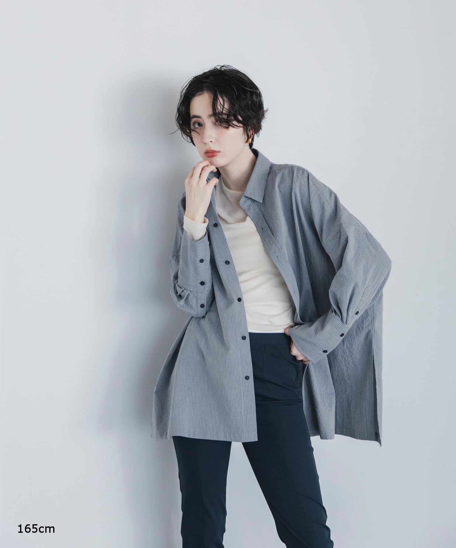 【Machine-Washable】Stripe Over Shirts