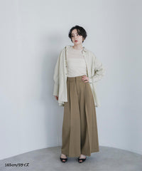 【Wrinkle Prevention】Comfort Line Wide Tuck Pants