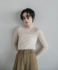 【Machine-Washable】Sheer Stretch Long Sleeve Tops