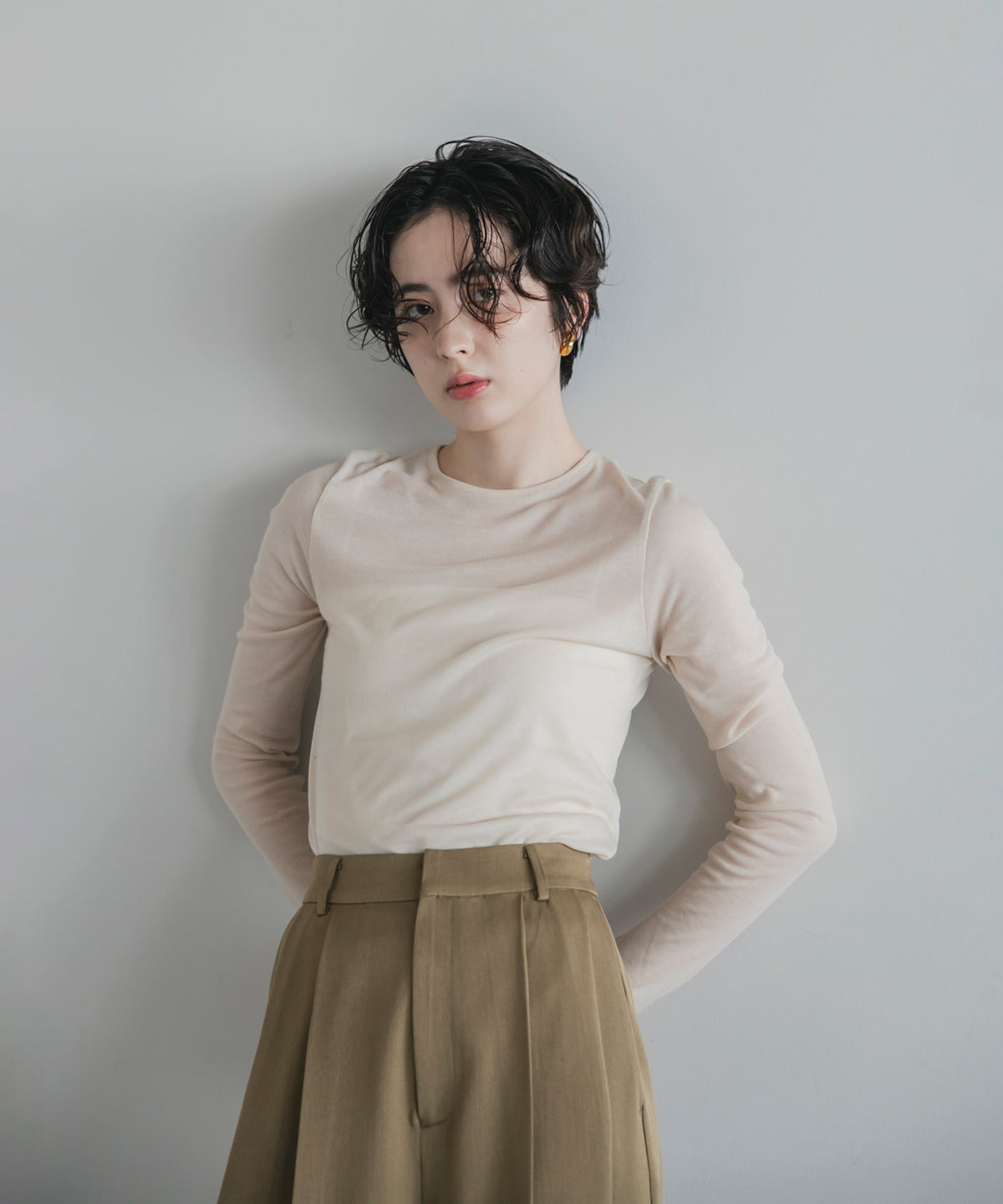 【Machine-Washable】Sheer Stretch Long Sleeve Tops