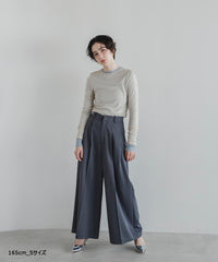 【Wrinkle Prevention】Comfort Line Wide Tuck Pants
