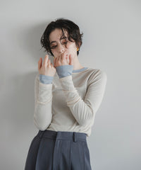 【Machine-Washable】Sheer Stretch Long Sleeve Tops