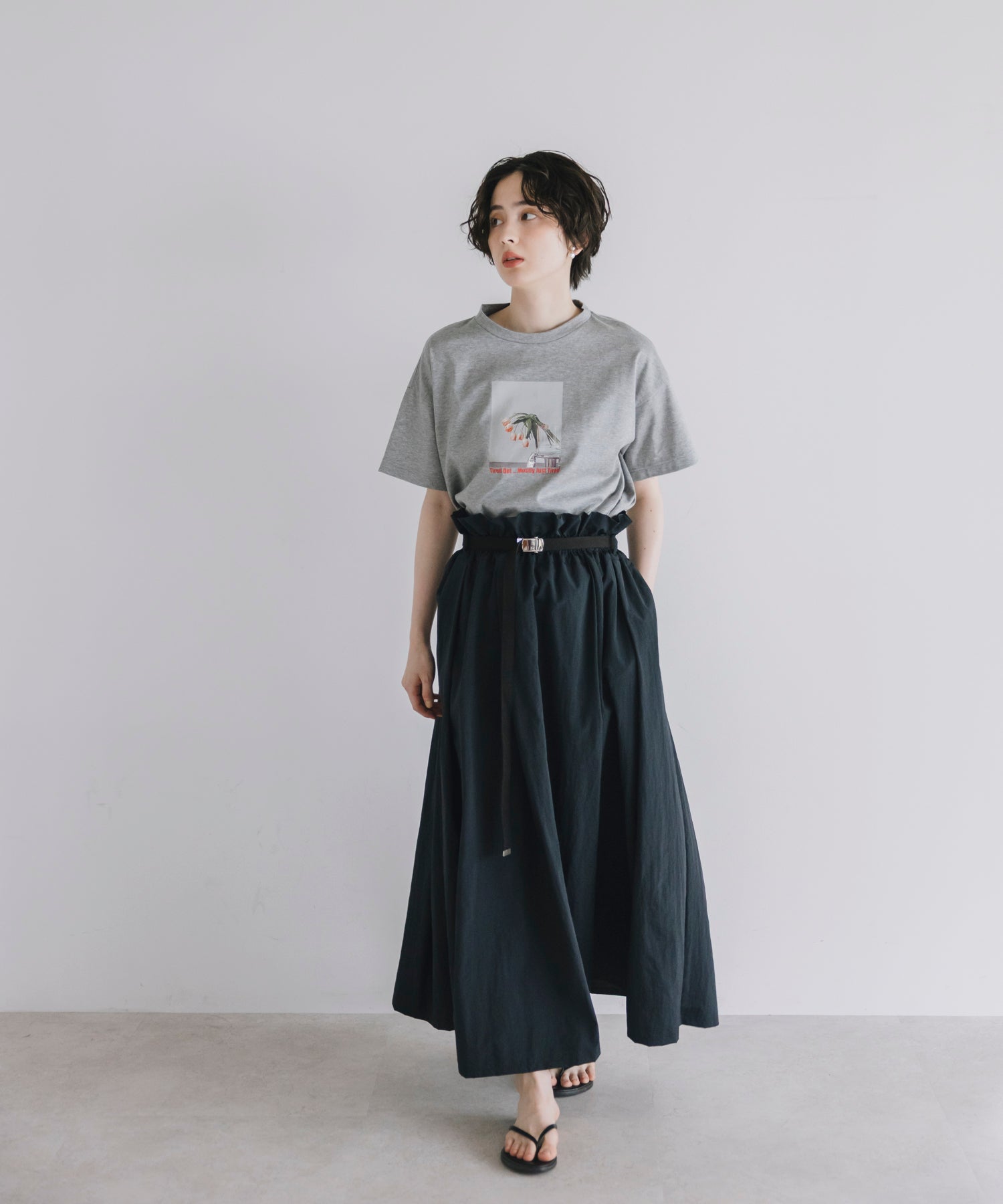 【Water-Repellent】Belt set Flared Skirt