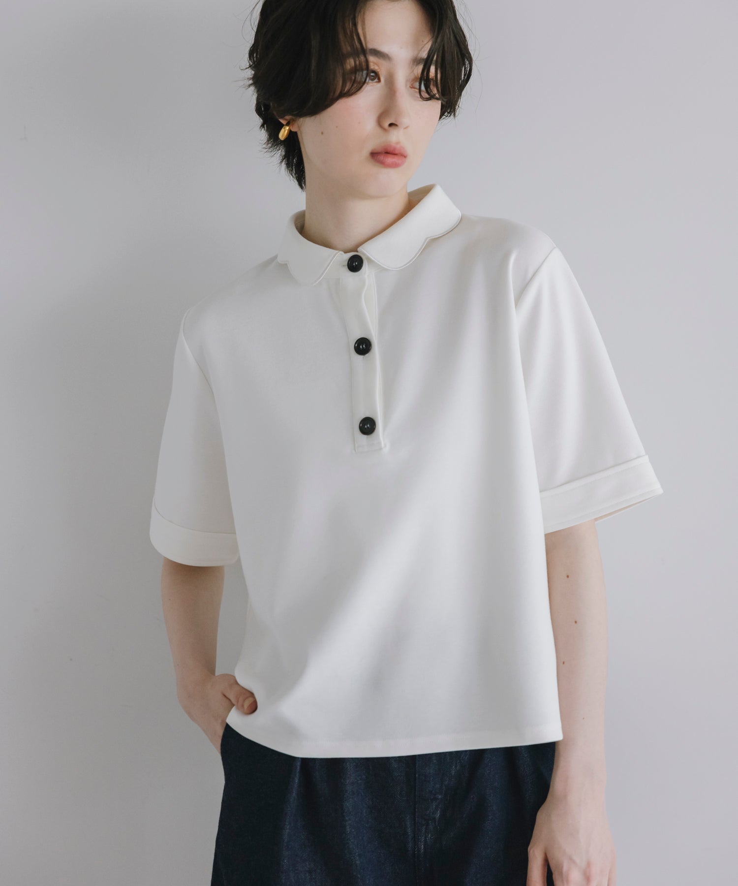 【Multi-Function】Scallop Collar Polo Tops