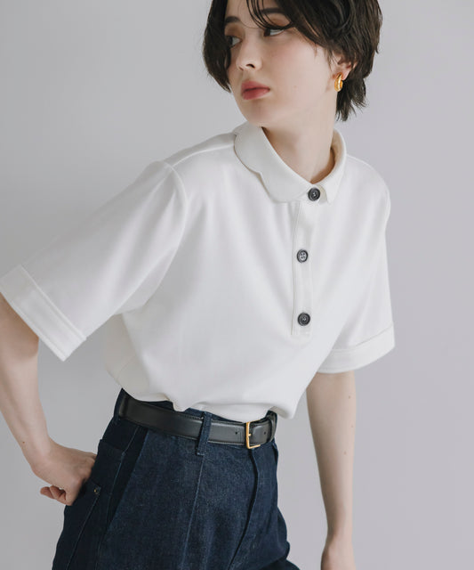 【Multi-Function】Scallop Collar Polo Tops