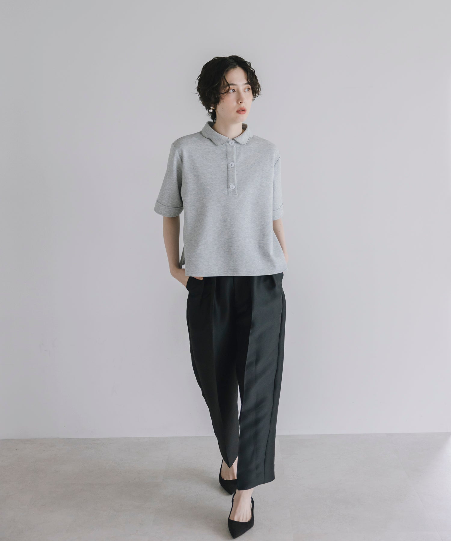【Multi-Function】Scallop Collar Polo Tops