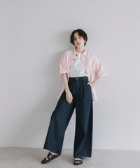 【Assorted Fabrics】Relaxed Boxy Half-Sleeve Shirt