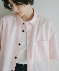 【Assorted Fabrics】Relaxed Boxy Half-Sleeve Shirt