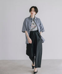 【Assorted Fabrics】Relaxed Boxy Half-Sleeve Shirt