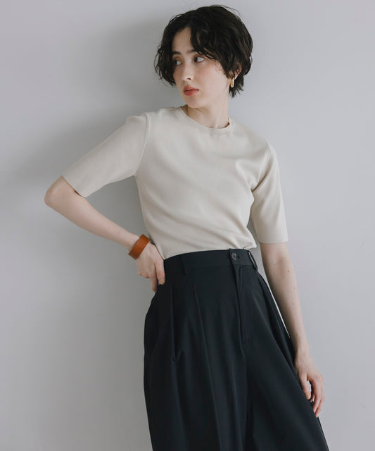 【Cool-Touch】Basic Half Sleeve Knit