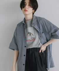 【Assorted Fabrics】Relaxed Boxy Half-Sleeve Shirt