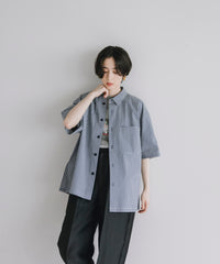 【Assorted Fabrics】Relaxed Boxy Half-Sleeve Shirt