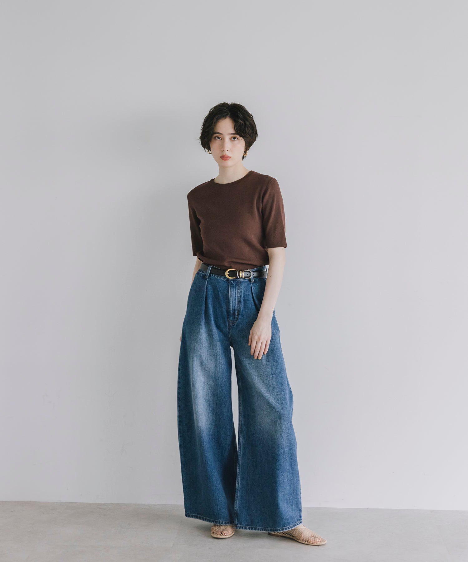 【Cool-Touch】Basic Half Sleeve Knit