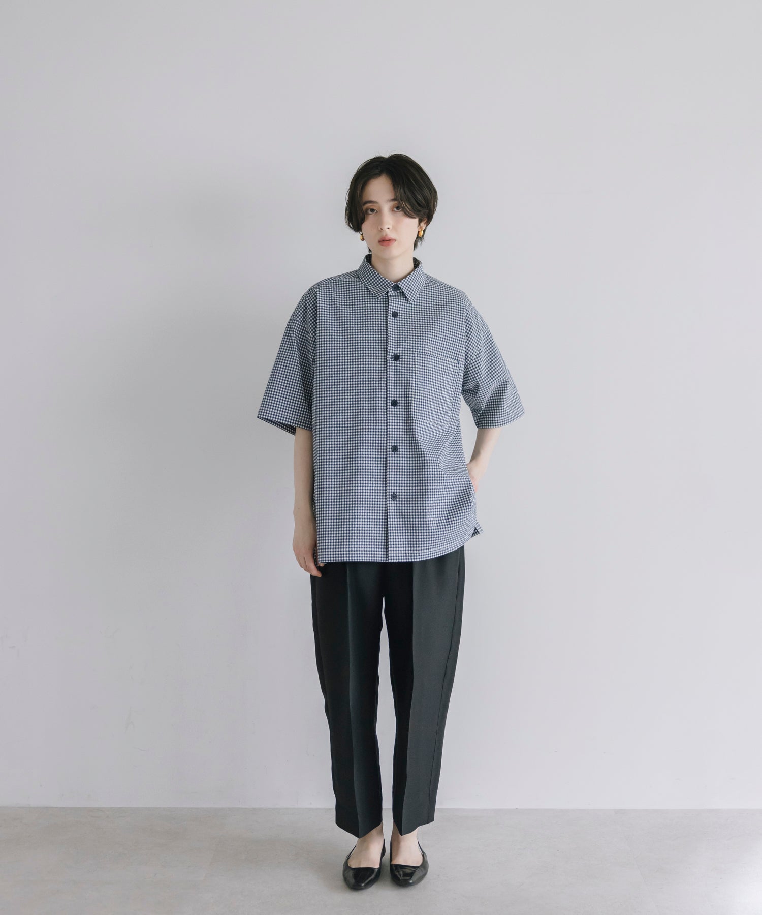【Assorted Fabrics】Relaxed Boxy Half-Sleeve Shirt