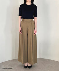 【Wrinkle Prevention】Comfort Line Wide Tuck Pants