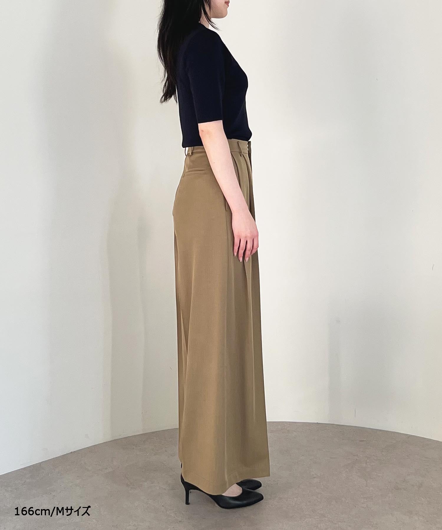 【Wrinkle Prevention】Comfort Line Wide Tuck Pants