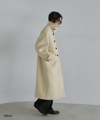 【Premium Texture】2Way Stand Collar Long Coat