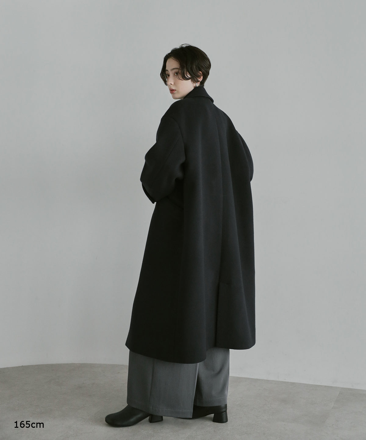 【Premium Texture】2Way Stand Collar Long Coat