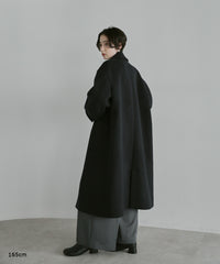 【Premium Texture】2Way Stand Collar Long Coat