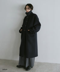 【Premium Texture】2Way Stand Collar Long Coat