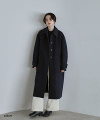 【Premium Texture】2Way Stand Collar Long Coat