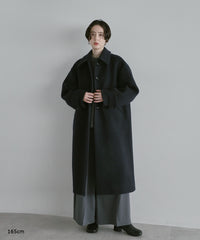 【Premium Texture】2Way Stand Collar Long Coat