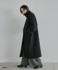 【Premium Texture】2Way Stand Collar Long Coat