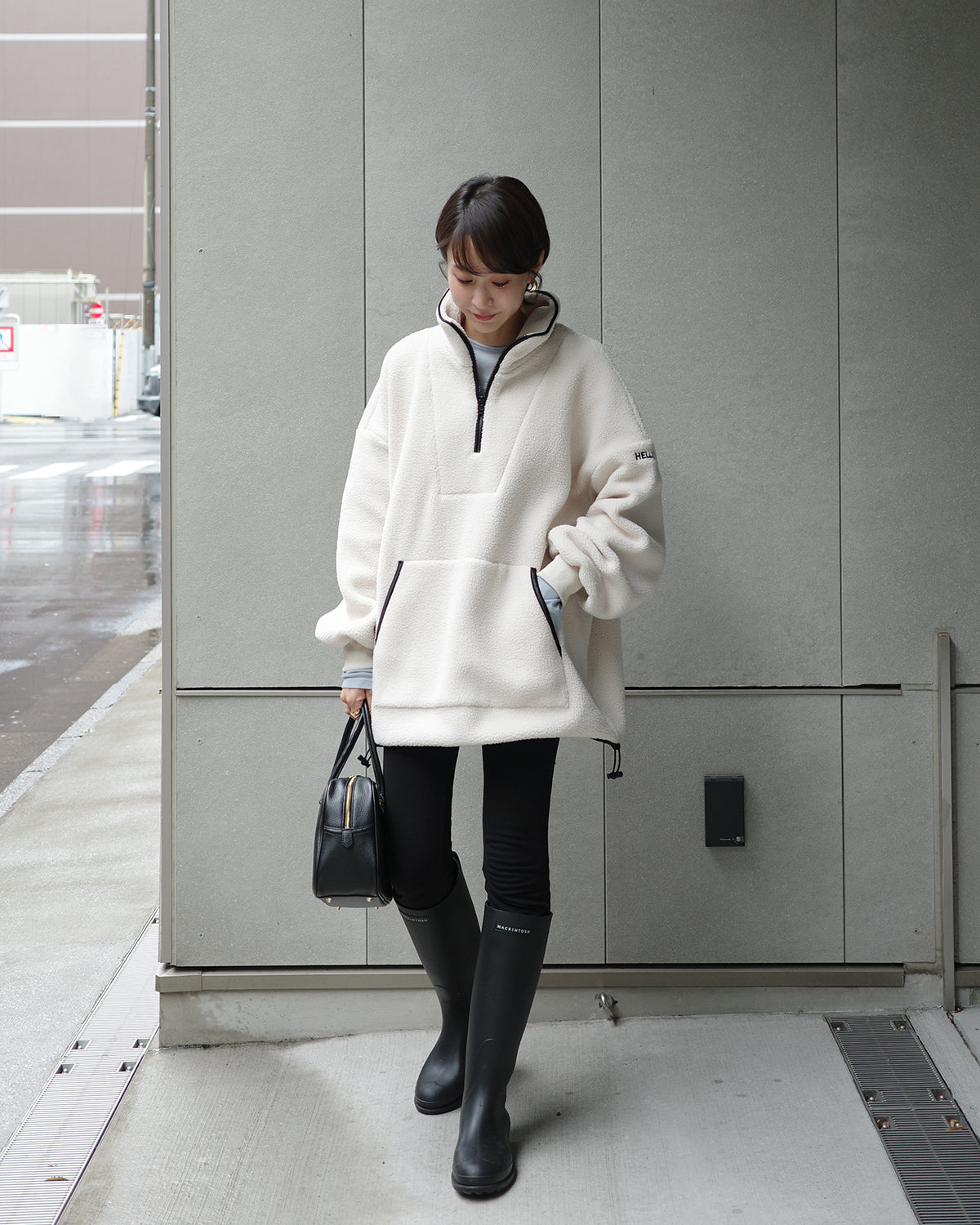 【Machine Washable】Minimal Logo Half-Zip Fleece
