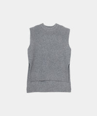 【Pre-Order】【Layerable】Wool Side Slit Middle Vest