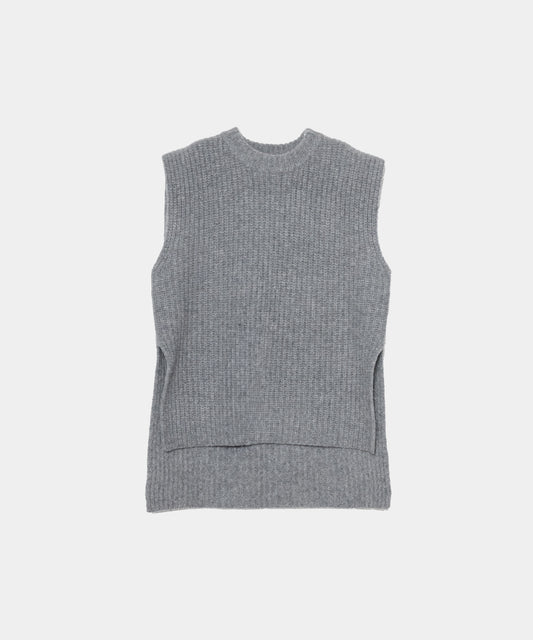 【Pre-Order】【Layerable】Wool Side Slit Middle Vest