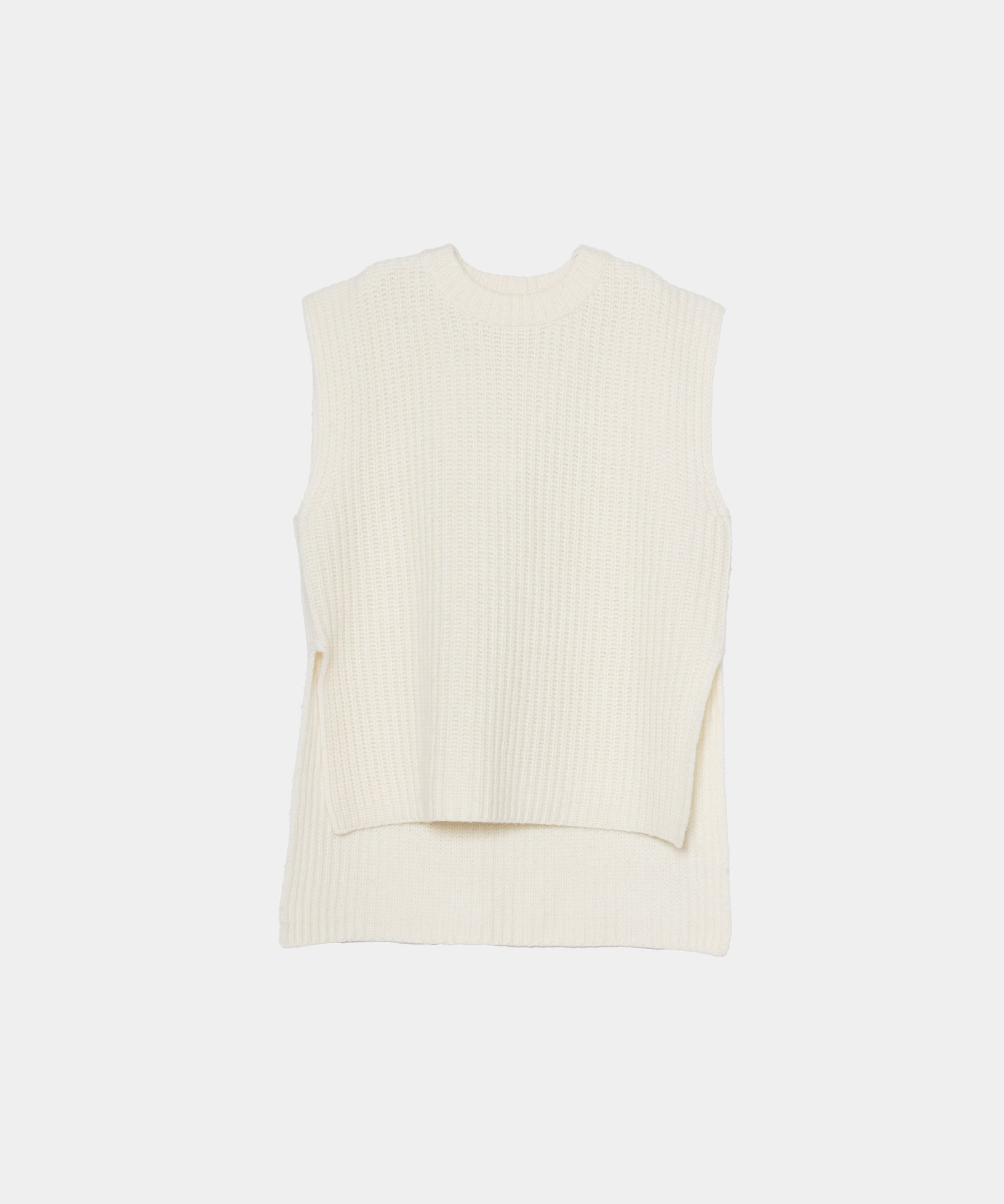 【Pre-Order】【Layerable】Wool Side Slit Middle Vest